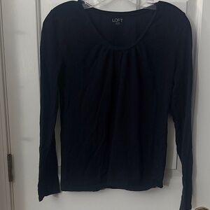 LOFT Small Navy Scoop Neck Long Sleeve Tee NWOT